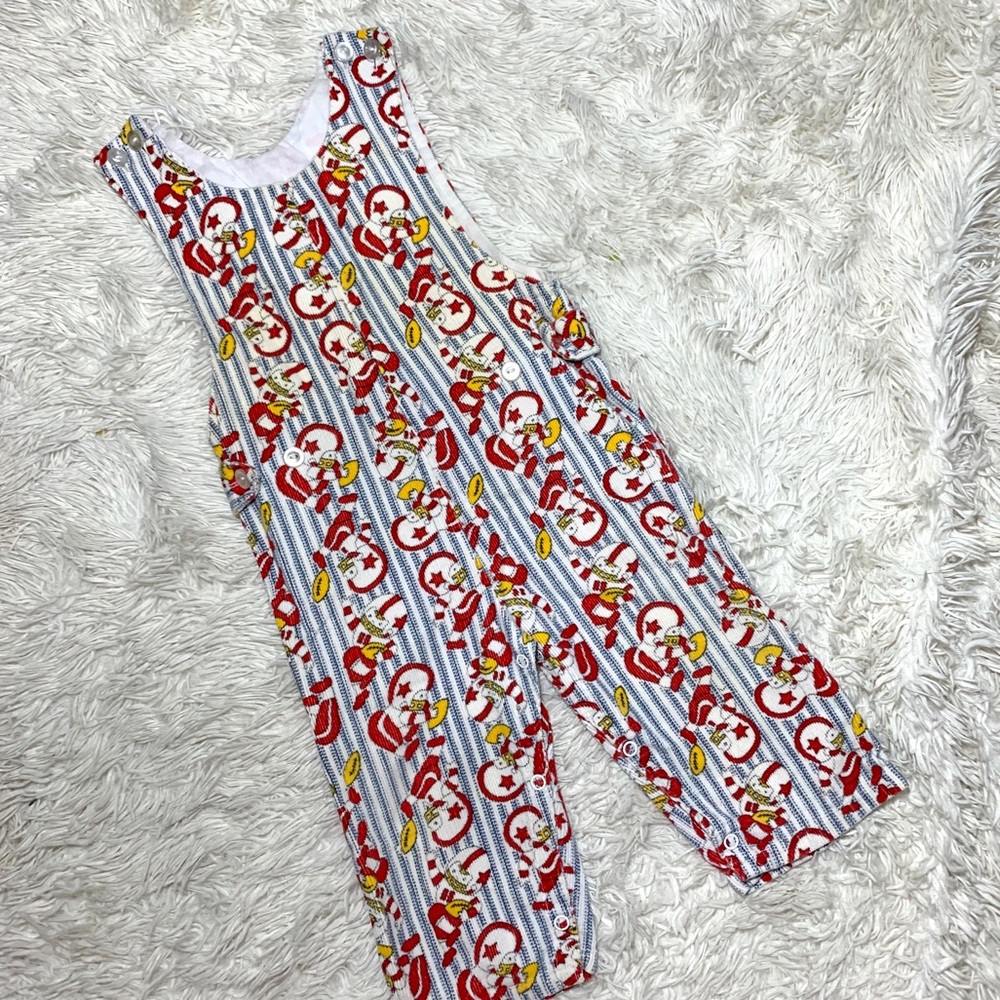 Kmart Vintage 70's Corduroy Striped Football Adjustable Overalls Boys Size 24M